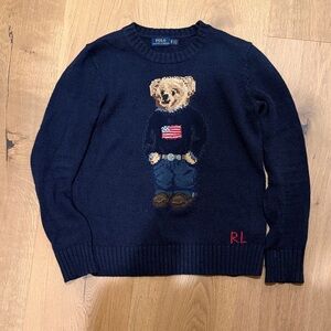 Polo by Ralph Lauren Navy Bear Intarsia Crewneck Sweater